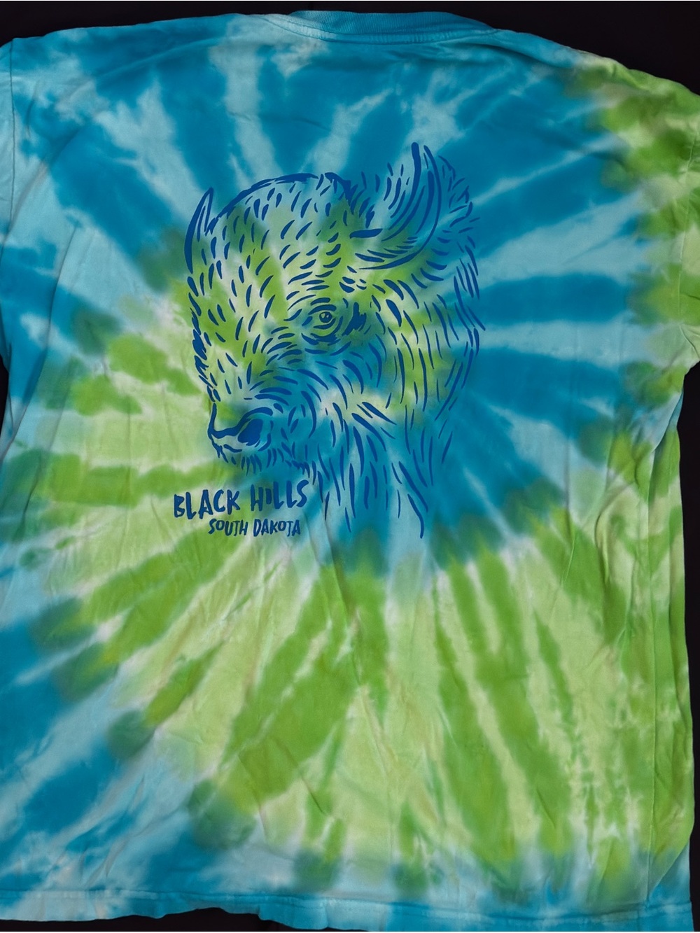 MV Sport Blue & Green Tie-Dye Tee with Buffalo Graphic